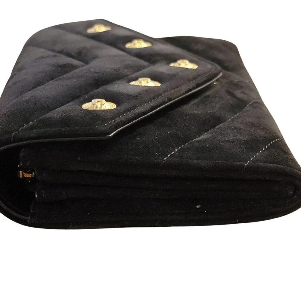 Authentic Chanel Paris-Hamburg CC Button Flap Wallet Chevron Suede Long